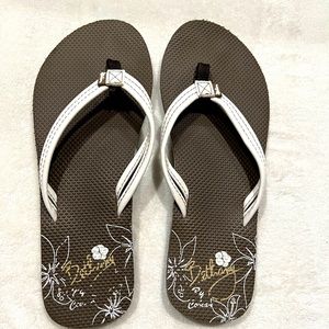 Cobian sandals, white leather straps, 1/2 in sole, like new, in great condition